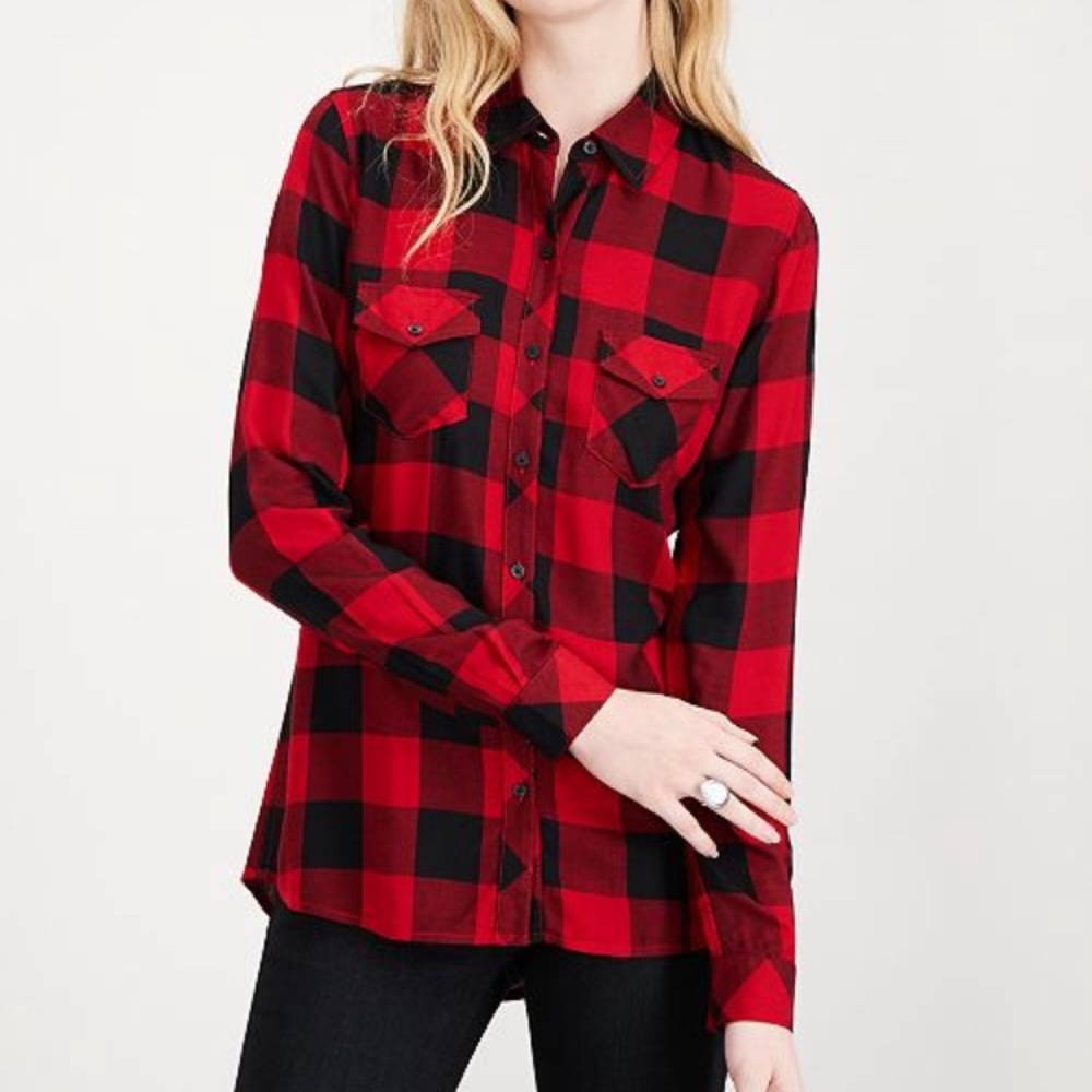 Maison Jules Buffalo Plaid Shirt (not flannel)